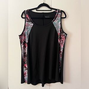 LIVI Black and Pink Tropical Print Women's Top size 14/16